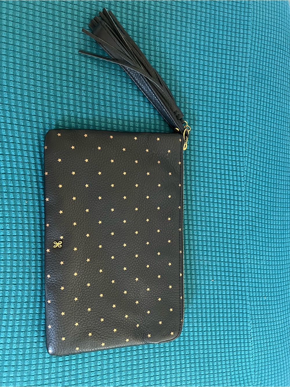 HOBO Black Star-Print Wristlet Clutch with Tassel - Picture 3 of 7